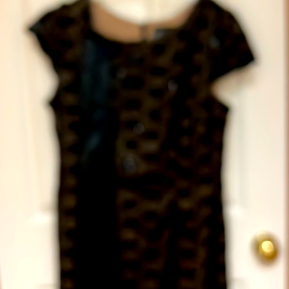 Black lace with sequins knee length. Size 14